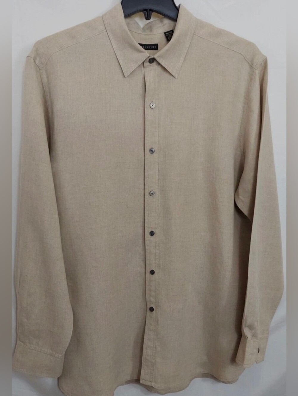 VINTAGE STRUCTURE MENS SIZE XL Beige Long-Sleeve Men's Button-Up Shirt